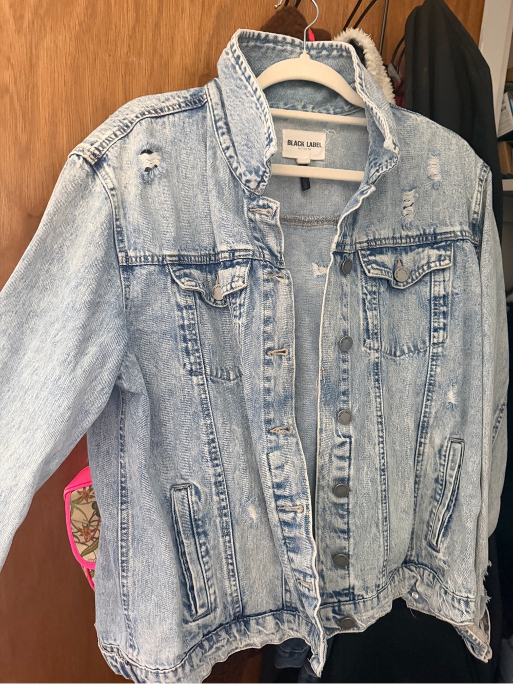 Black Label Light Wash Distressed Denim Jacket